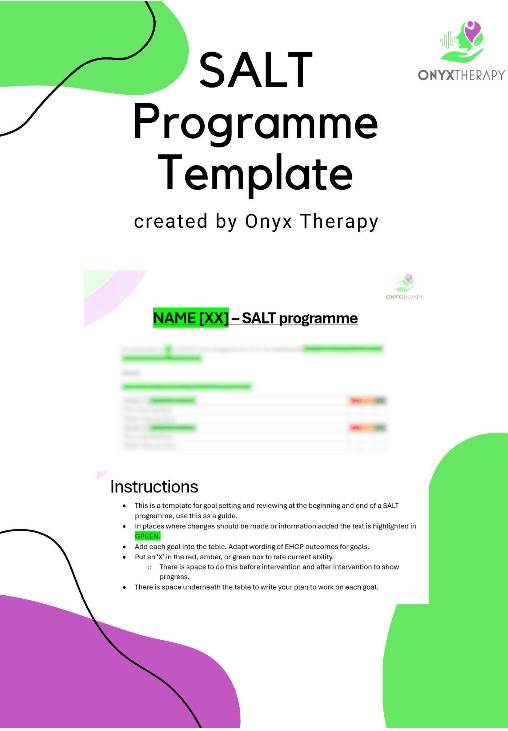 Salt-programme template digital resource by Onyx Therapy UK