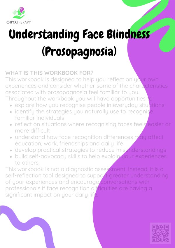 Face Blindness (Prosopagnosia) Workbook Digital Resource by Onyx Therapy